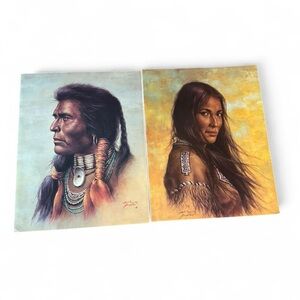 Pair of Native American Portrait Art Prints by bill hampton